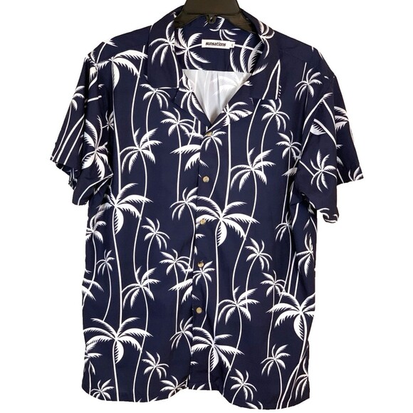 Sunsations Mens Shirt Hawaiian Print Navy Blue/White Florals XL Resort Vacations - Picture 1 of 7
